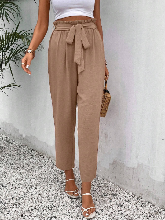 Frenchy Paperbag Waist Belted Pants