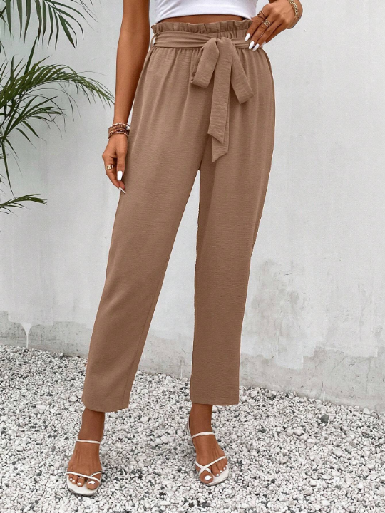 Frenchy Paperbag Waist Belted Pants