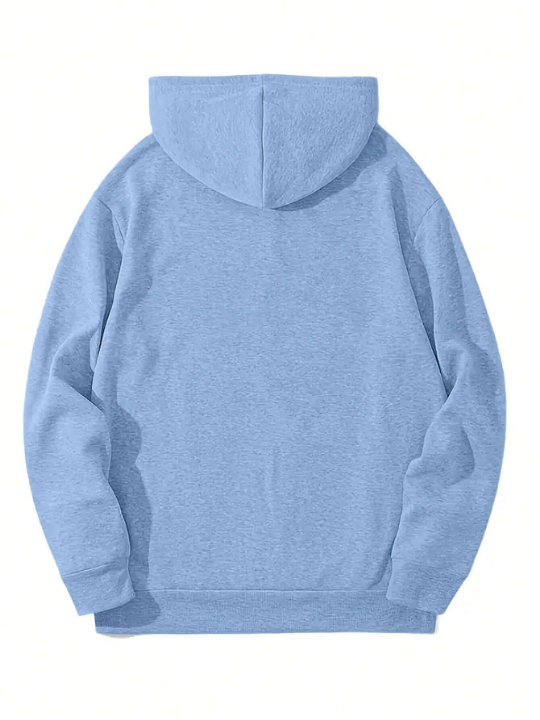 Manfinity Homme Men Star & Letter Graphic Kangaroo Pocket Thermal Hoodie