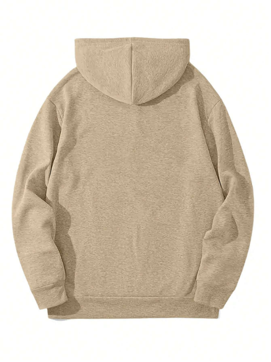 Manfinity Homme Men Star & Letter Graphic Kangaroo Pocket Thermal Hoodie