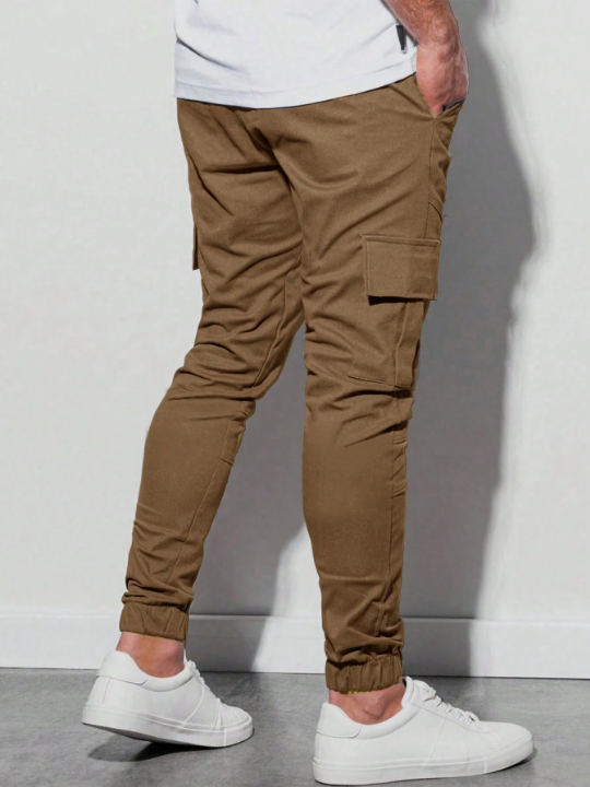 Manfinity Homme Men Flap Pocket Side Drawstring Waist Cargo Pants