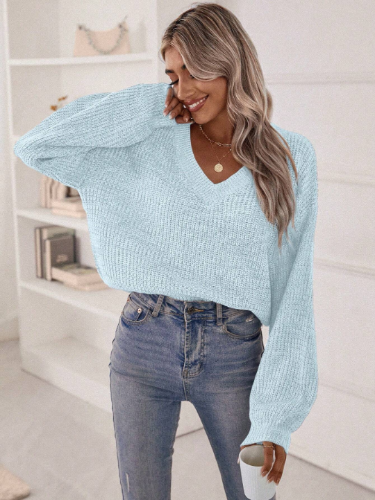 Essnce V Neck Drop Shoulder Sweater