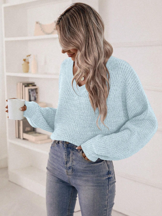 Essnce V Neck Drop Shoulder Sweater