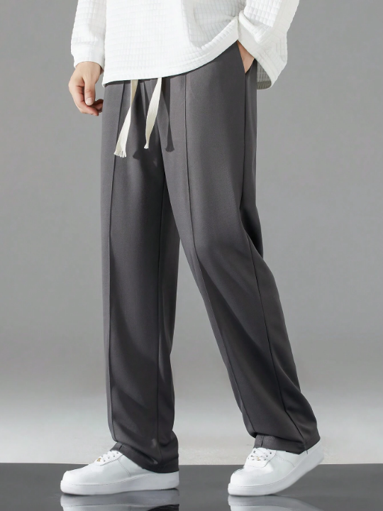 Men Drawstring Waist Straight Leg Pants