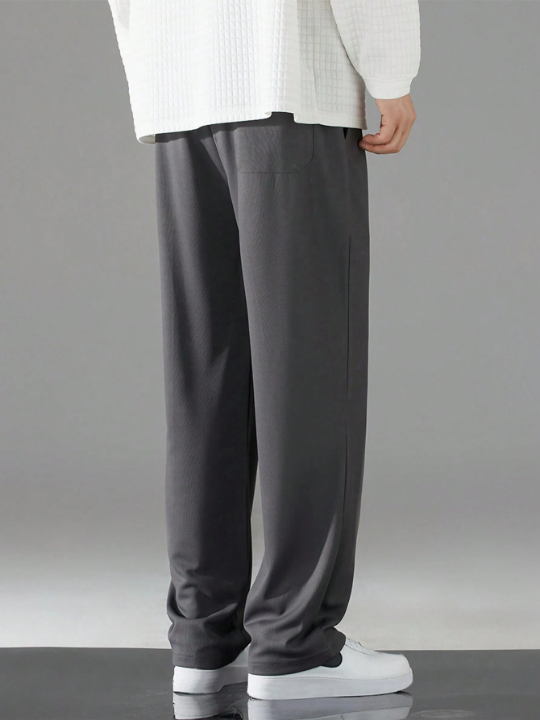 Men Drawstring Waist Straight Leg Pants