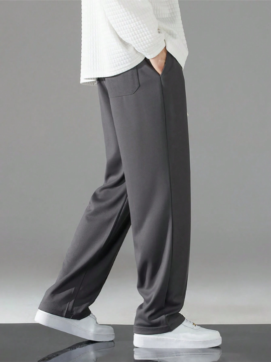 Men Drawstring Waist Straight Leg Pants