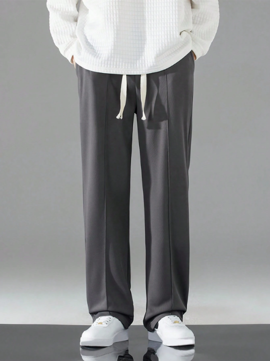 Men Drawstring Waist Straight Leg Pants