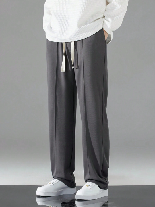 Men Drawstring Waist Straight Leg Pants