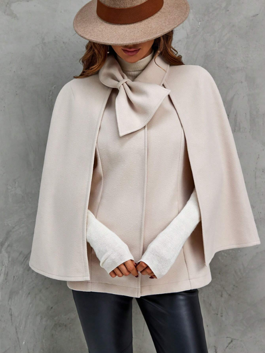 LUNE Cloak Sleeve Bow Front Overcoat