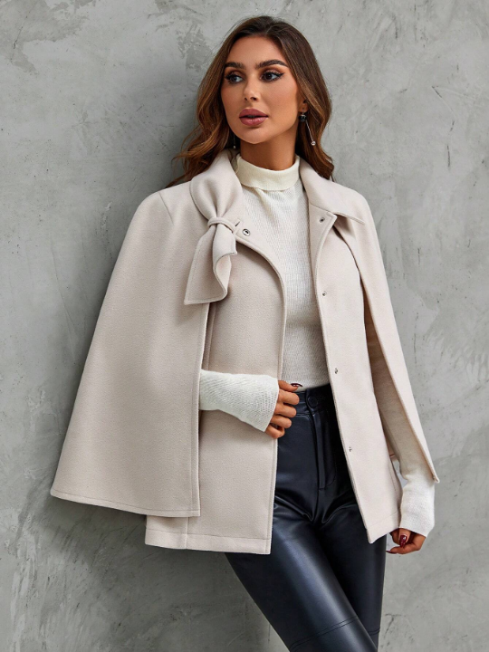 LUNE Cloak Sleeve Bow Front Overcoat