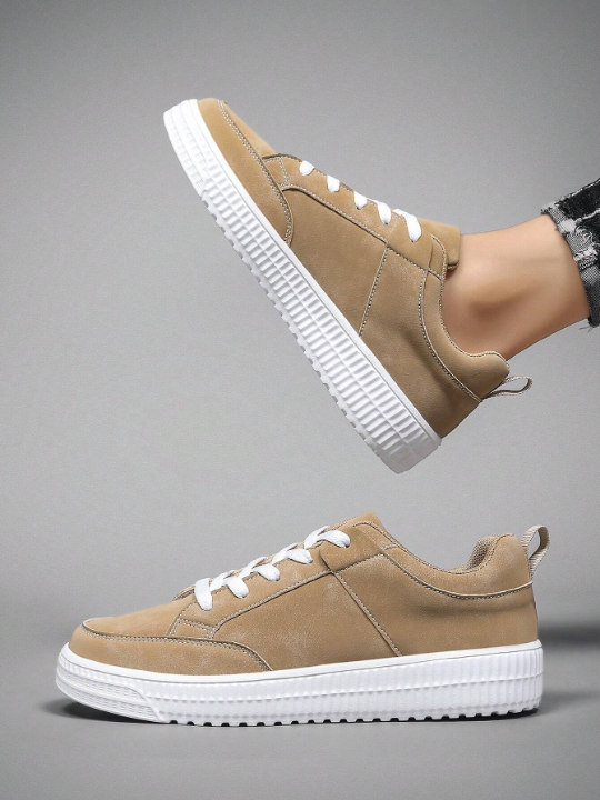 Men's Sports Shoes Khaki Lace-up Skateboarding Sneakers Low-top Canvas Casual Shoes For Men