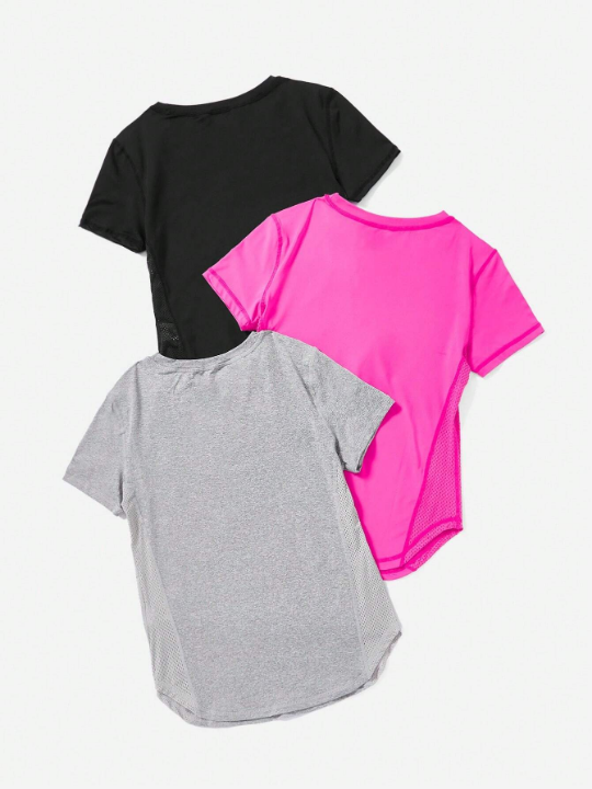 Yoga Basic 3pcs Solid Curved Hem Sports Tee