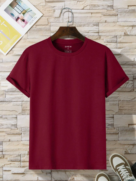 Men Solid Round Neck Tee