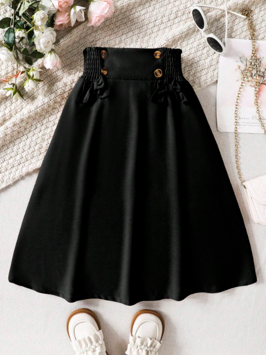 Tween Girl Bow Front Flare Skirt