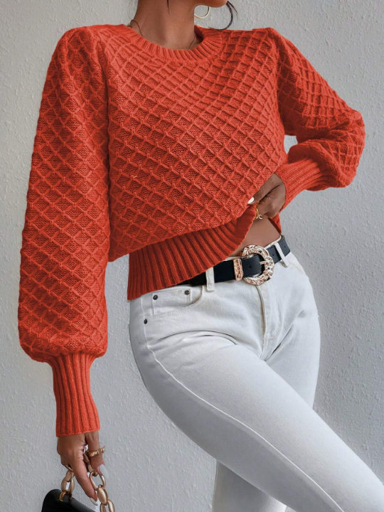 Frenchy Solid Bishop Sleeve Sweater