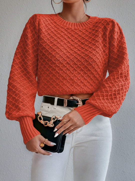 Frenchy Solid Bishop Sleeve Sweater