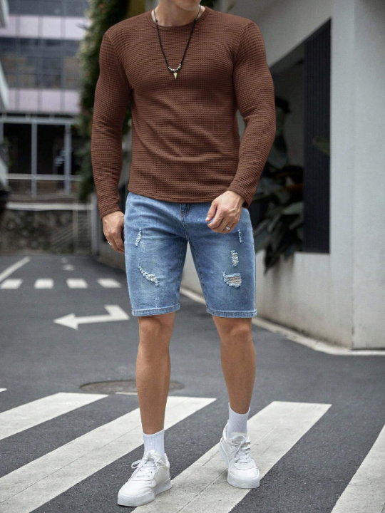 Manfinity Homme Men Solid Round Neck Tee