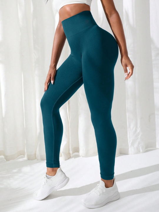 Yoga Basic Wide Waistband Solid Sports Leggings