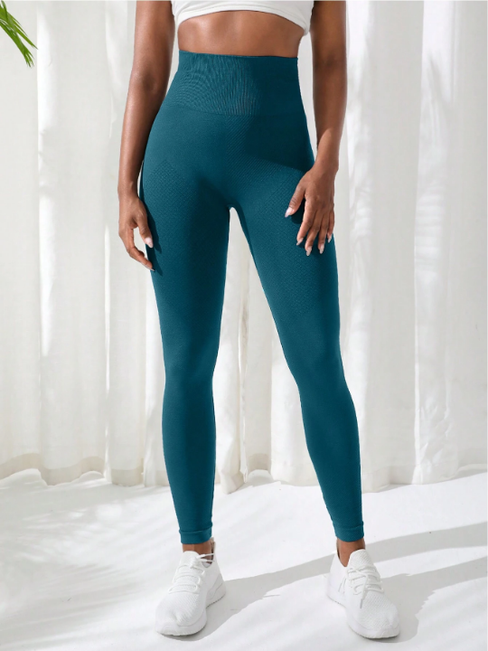 Yoga Basic Wide Waistband Solid Sports Leggings