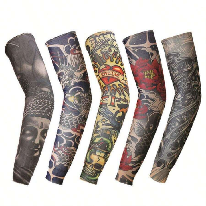 1pc Seamless, Quick-drying, Sun Protection, Uv Protection, Tattoo Ice Sleeve, Outdoor Activities Such As Cycling, Fishing, Mountaineering, Travel, Tattoo Sleeves With Random Color And Style