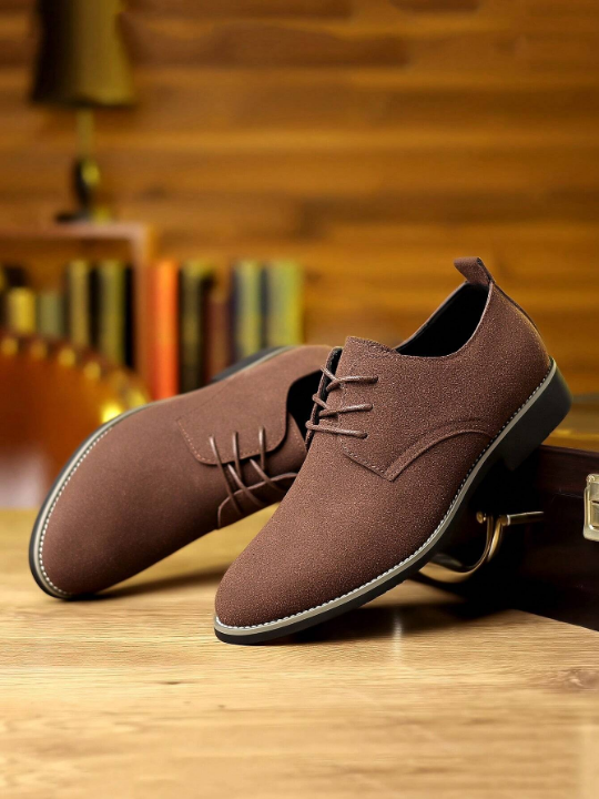 Men's Suede Casual Flat Shoes, Multicolor Leather Shoes, Fashionable & Trendy, Plus Size