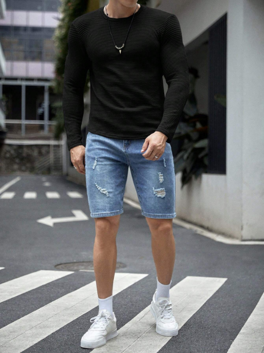 Manfinity Homme Men Solid Round Neck Tee