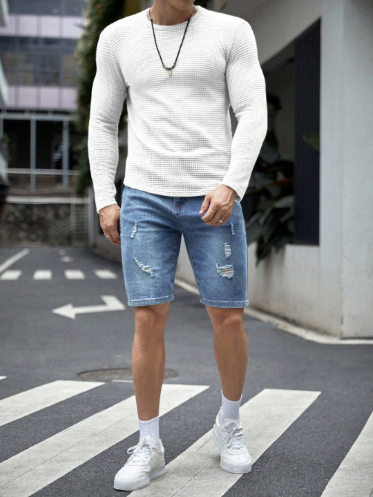 Manfinity Homme Men Solid Round Neck Tee