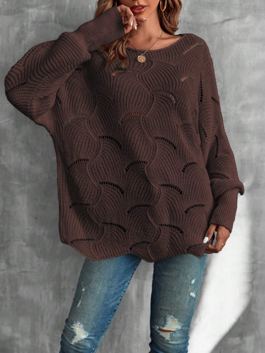 LUNE Lantern Sleeve Pointelle Knit Sweater