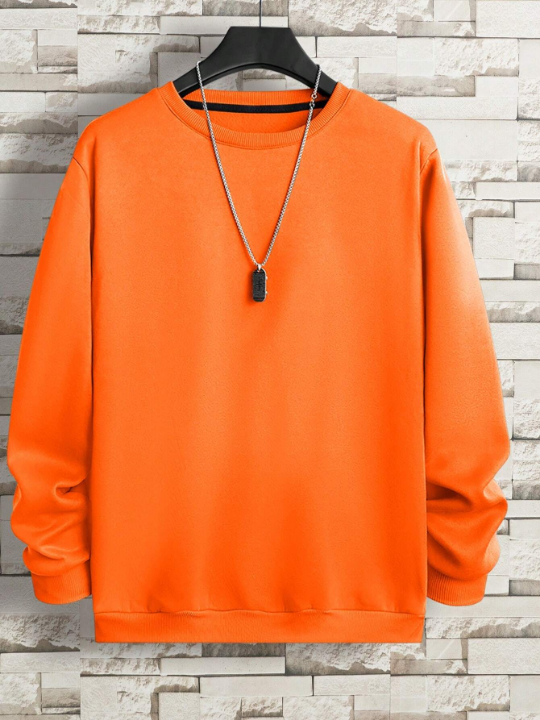 Men Solid Round Neck Sweatshirt Without Necklace