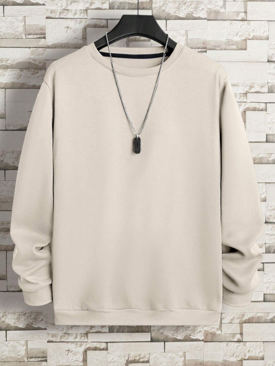 Men Solid Round Neck Sweatshirt Without Necklace