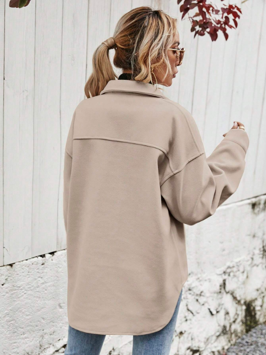 Frenchy Flap Pocket Drop Shoulder Overcoat