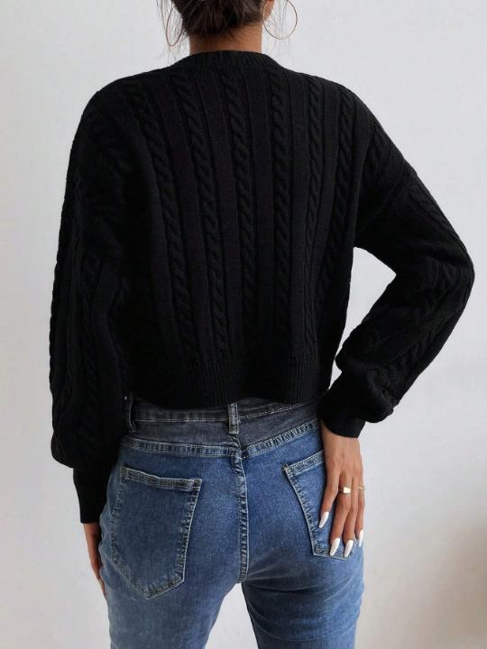 Frenchy Cable Knit Drop Shoulder Sweater