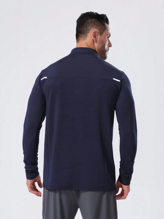 Men Quarter-Zip Armhole High Elasticity Sports Sweatshirt Gym Clothes Men