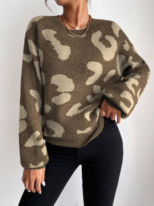 Frenchy Graphic Pattern Drop Shoulder Sweater