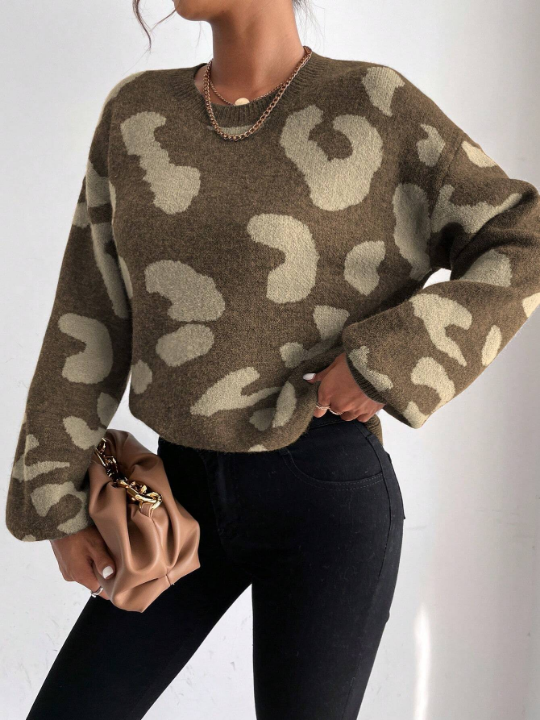 Frenchy Graphic Pattern Drop Shoulder Sweater