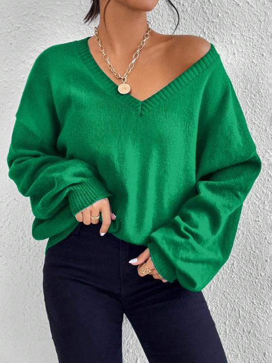 Essnce V Neck Drop Shoulder Sweater