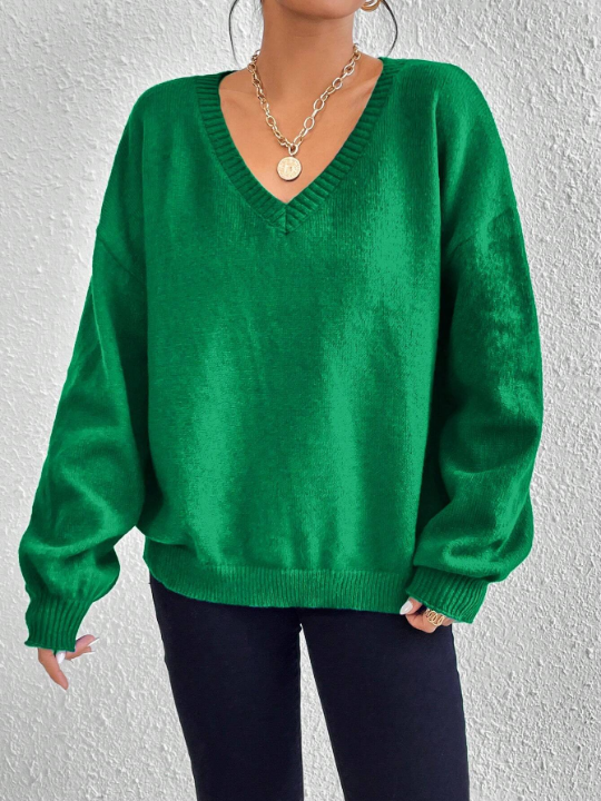 Essnce V Neck Drop Shoulder Sweater