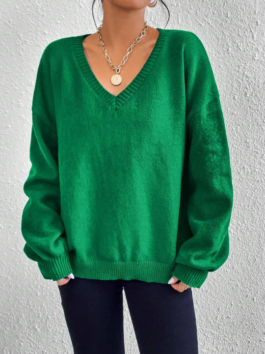 Essnce V Neck Drop Shoulder Sweater