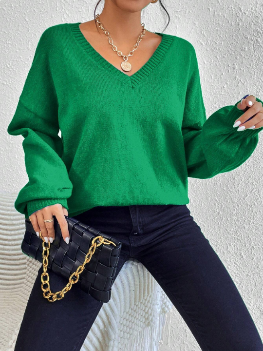 Essnce V Neck Drop Shoulder Sweater