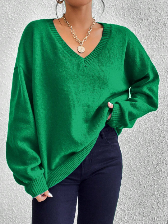 Essnce V Neck Drop Shoulder Sweater