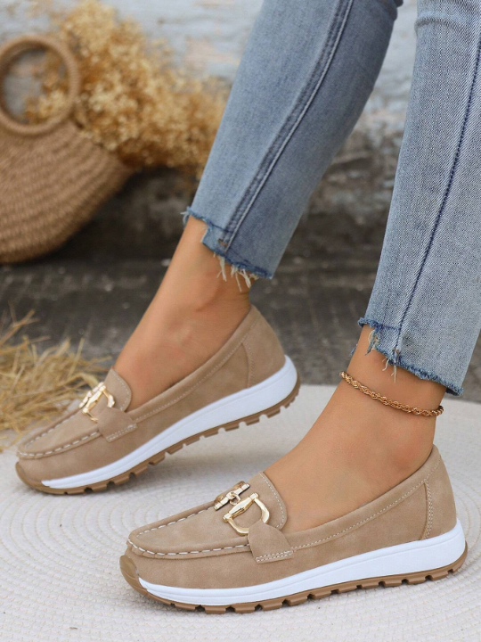 Summer Hollow Out New Style Pu Leather Peas Shoes For Middle Aged & Elderly Women, Soft Bottom Wedge Heels Loafers