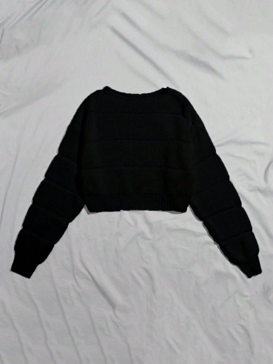 Essnce Ribbed Knit Solid Crop Sweater