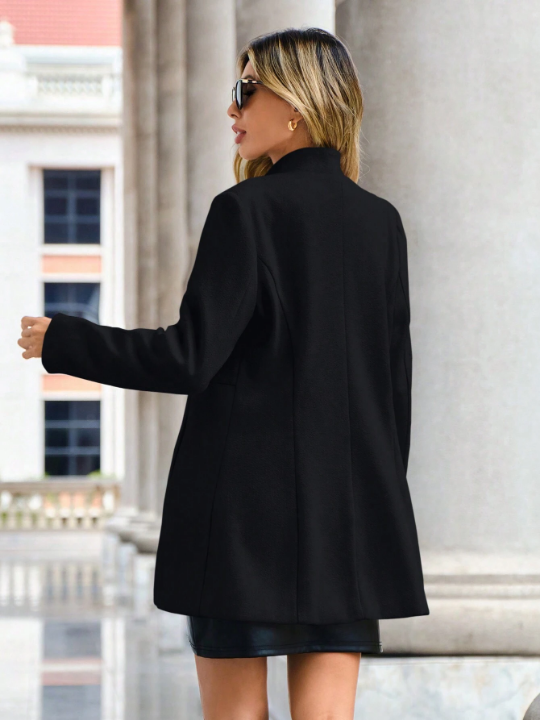 Solid Open Front Overcoat