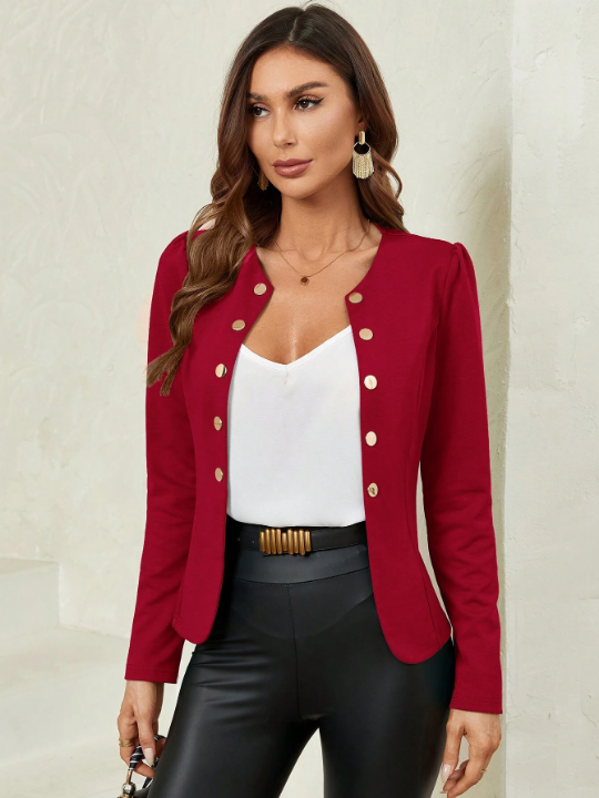 Clasi Solid Button Front Jacket