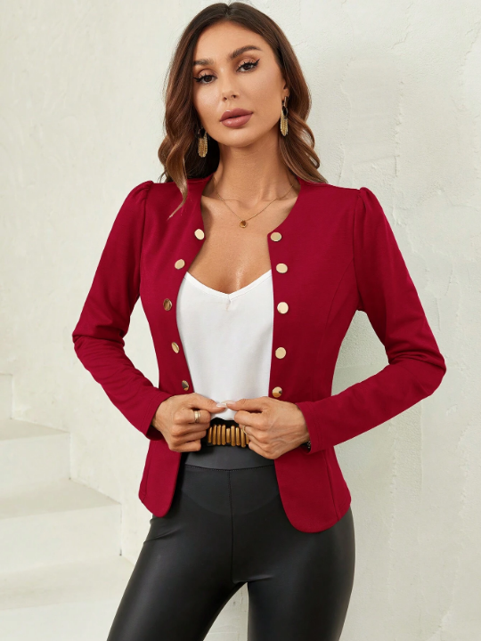 Clasi Solid Button Front Jacket