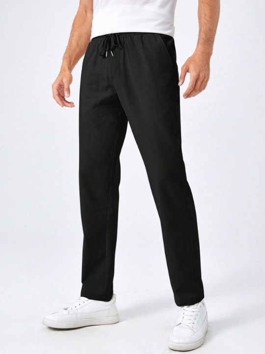 Manfinity Basics Men Solid Drawstring Waist Pants