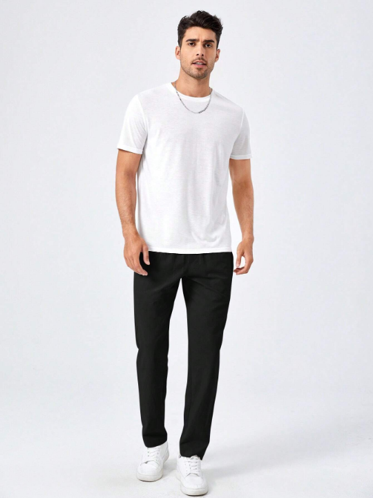 Manfinity Basics Men Solid Drawstring Waist Pants