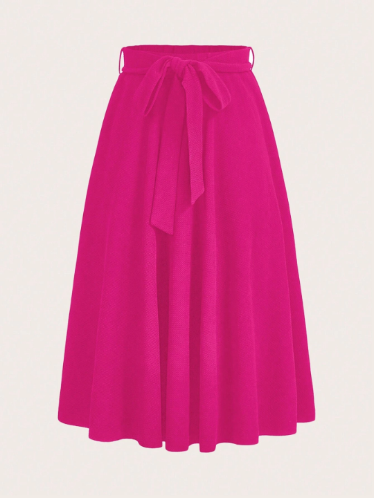 Clasi Solid Belted Flare Skirt