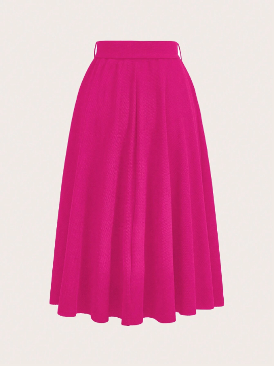 Clasi Solid Belted Flare Skirt