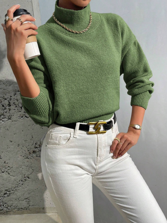 Essnce High Neck Drop Shoulder Sweater